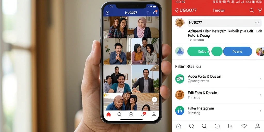 Antarmuka HUGO77 yang intuitif dengan berbagai filter Instagram.