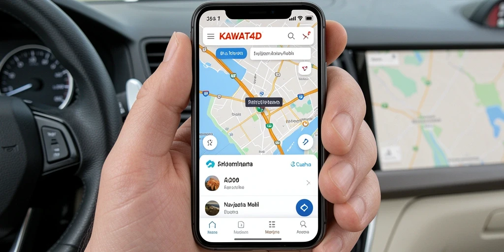 Antarmuka KAWAT4D menampilkan peta interaktif untuk navigasi mobil.