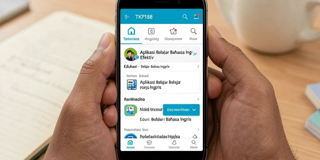 Tampilan antarmuka utama aplikasi TKP188 untuk belajar bahasa Inggris.